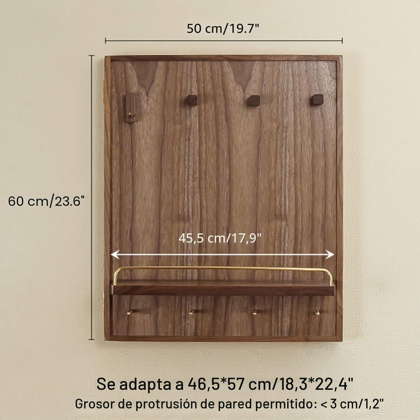 Tapa decorativa para caja de distribución pared,elegante tapa para contadores,con estantes y ganchos,Cubierta para fusibles,Caja interruptores contador abatible(50 * 60cm/19.7 * 23.6ln)