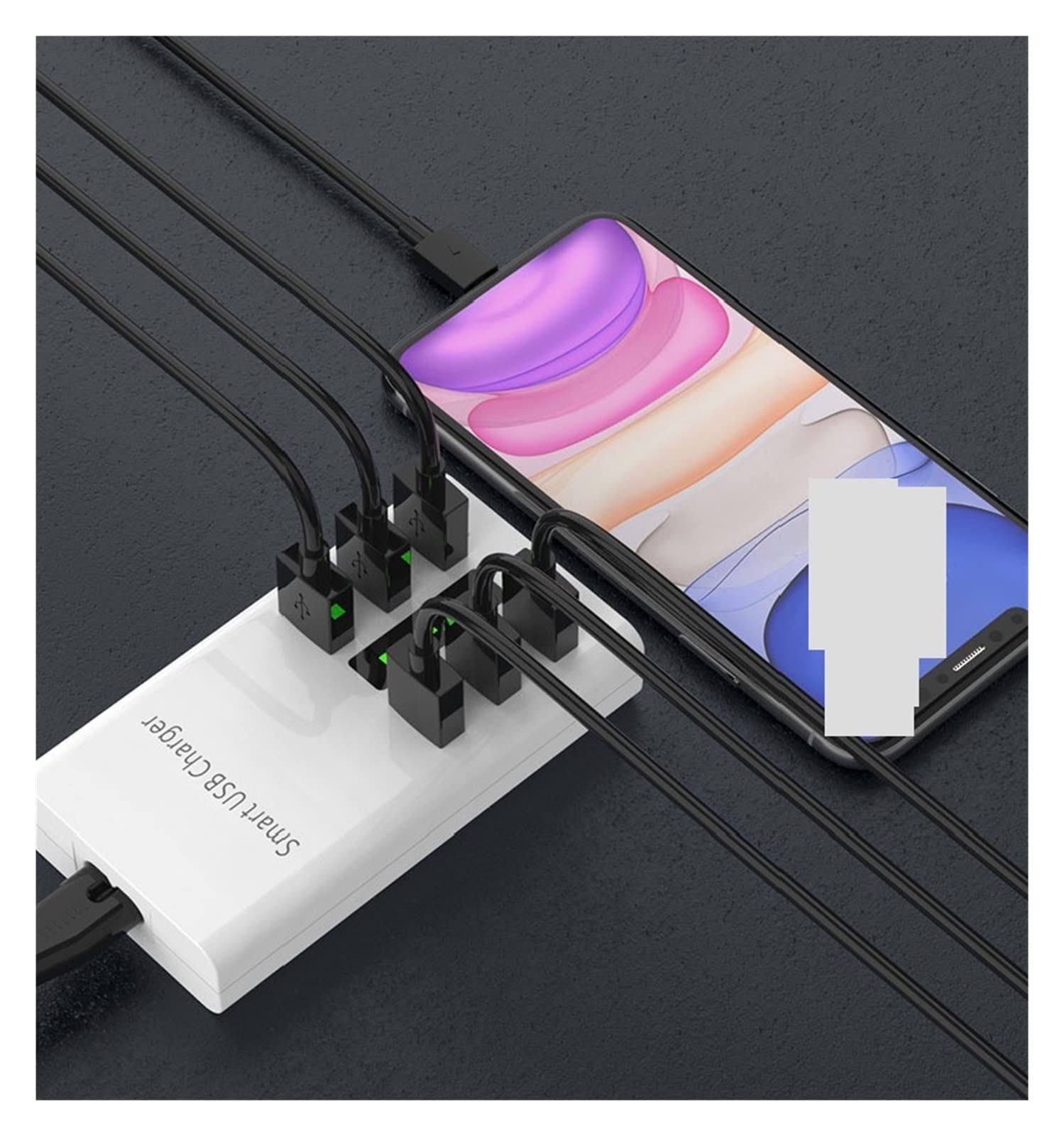 30W QC 3.0 USB 6 Puertos Cargador rápido 2A Adaptador de Corriente Multi-USB Estación Carga Base Escritorio Hogar Multifunción Cargador Seguro