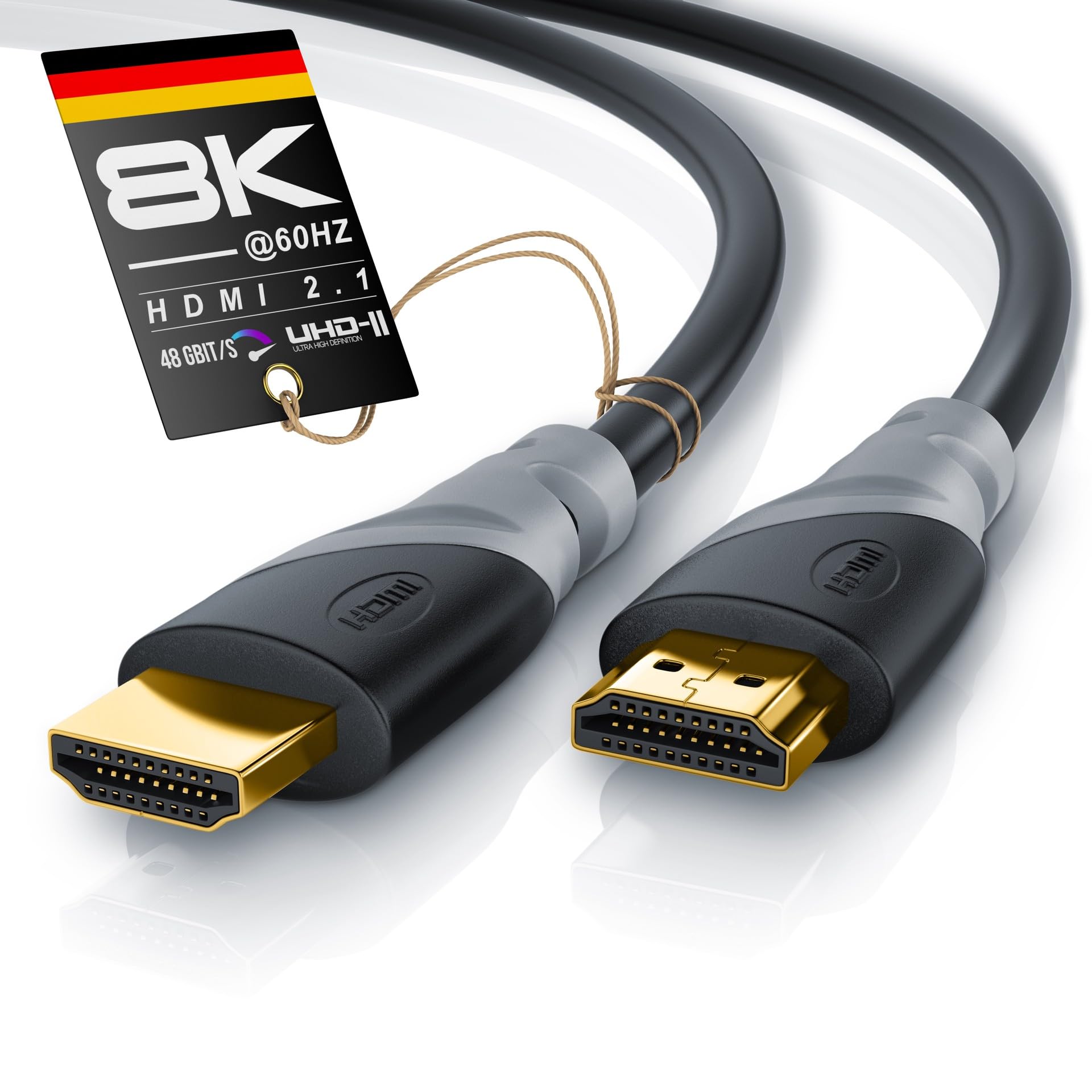 CSL - 8k / 4k HDMI Kabel 2.1/2.0-1,5m - 8K @ 60Hz - 4K @ 120Hz - 48 Gbit/s - 3D - Ultra High Speed mit Ethernet - TV Blu-ray PS5 Xbox Series X Switch - schwarz - 1,5 Meter