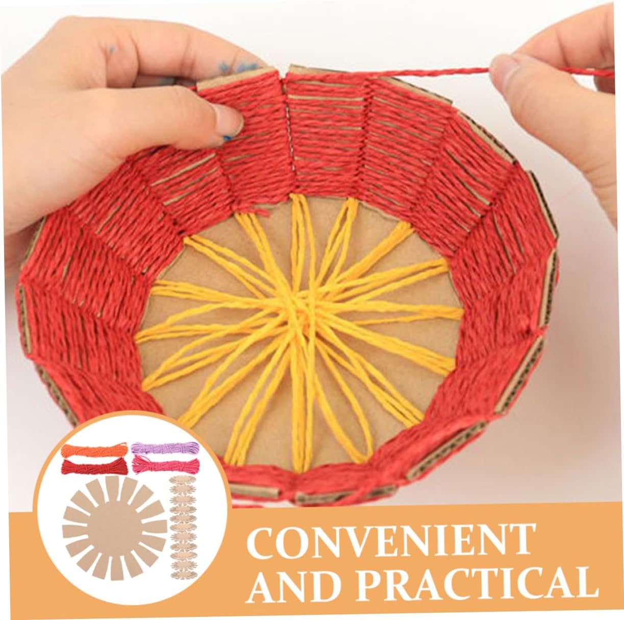 OHPHCALL Basket Weaving Material Kit 16pc Paper Card Yarn Set for Boys and Girls Perfect for Present Basket Weaving DIY Craft Supplies