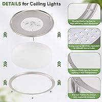 Vista 4 de Lámpara de techo LED de montaje empotrado de 36 W, lámpara de techo LED de 13 pulgadas 3600 LM, lámpara de techo moderna 2700 K/3000 K/4000 K/5000