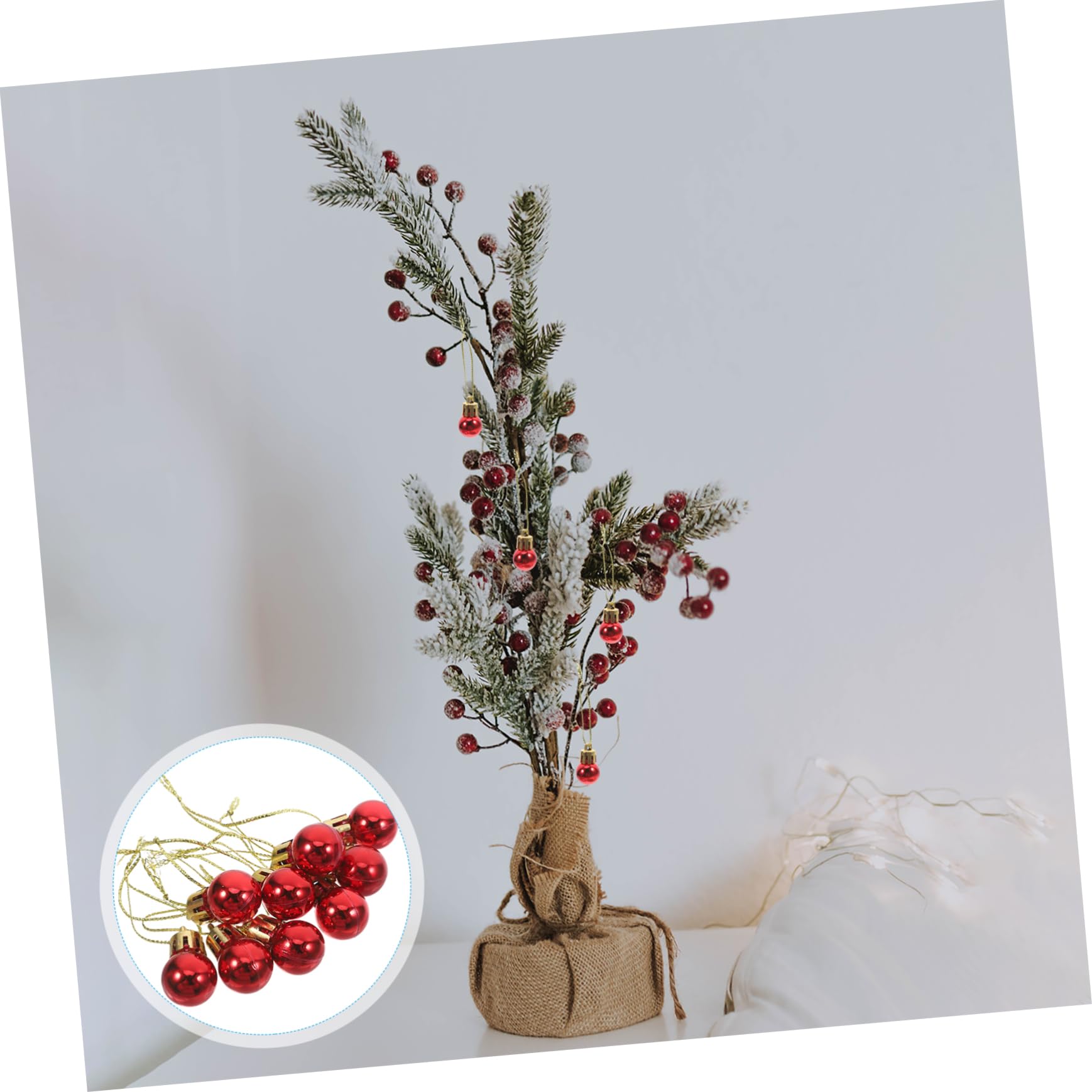 Zerodeko 24pcs Boules de Noël Rouges Miniatures Suspendues 2cm en Plastique Légères et Décoratives pour Fêtes de Festival et Décoration d'arbre de Noël