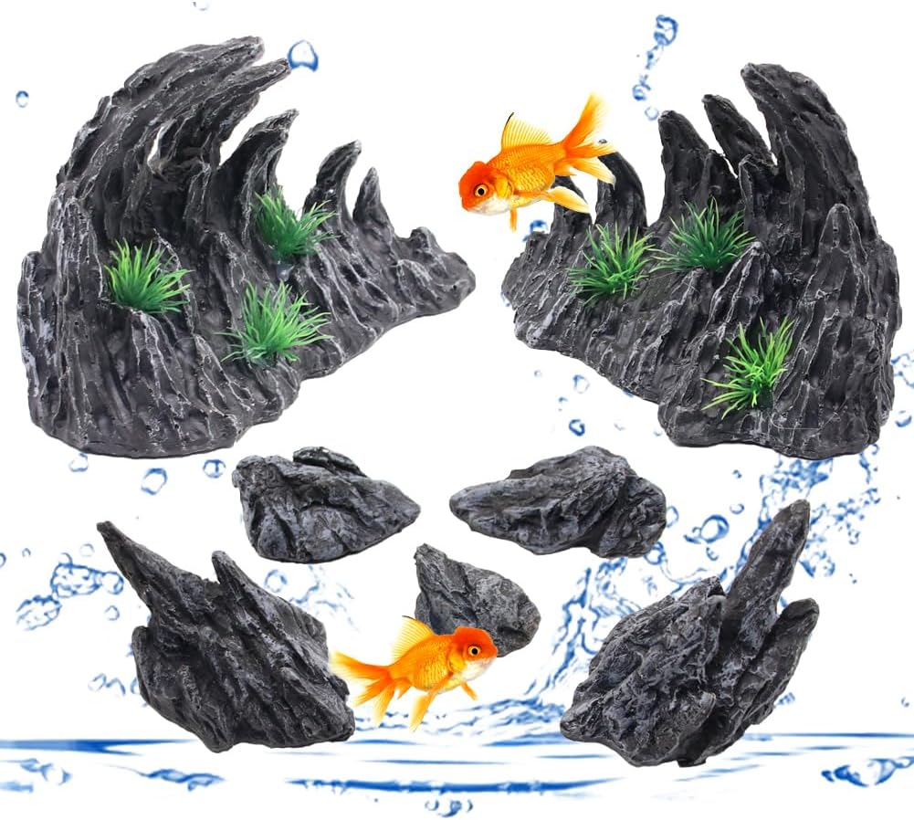 Fish Tank Decor Rocks Aquarium Ornaments, Jagged Canyon Rock Formation Aquarium Decoration Model Kits, Suitable for a Variety of Fish Tank Scenes