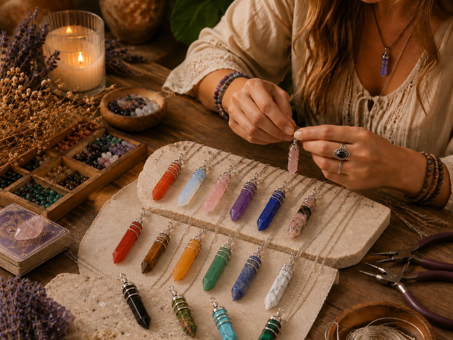 QINJIEJIE 20 PCS Healing Crystals Stones Sets Wands Bulk Natural Pocket Amethyst Crystal Rose Quartz Assorted Pointed Reiki Gemstones Polished Energy Meditation Chakra Mother's Day Gifts for Women