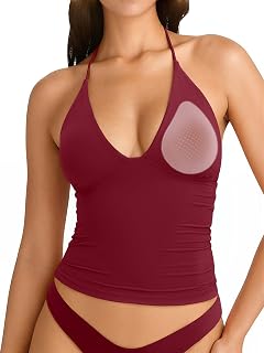 SUUKSESS Women Double Lined Halter Tank Top Summer Padded Going Out Tops Sleeveless Basic Shirts
