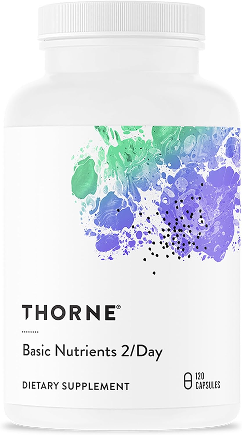 THORNE - Basic Nutrients 2/Day - Comprehensive Daily Multi-Vitamin with Optimal Bioavailability - Vitamin & Mineral Formula - Third-Party Certified - Gluten, Dairy & Soy-Free - 120 Capsules