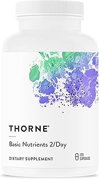 THORNE - Basic Nutrients 2/Day - Comprehensive Daily Multi-Vitamin with Optimal Bioavailability - Vitamin & Mineral Formula - Third-Party Certified - Gluten, Dairy & Soy-Free - 120 Capsules