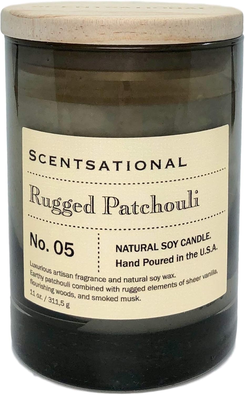 Scentsational Rugged Patchouli Candle, Medium, Amber Home & Kitchen