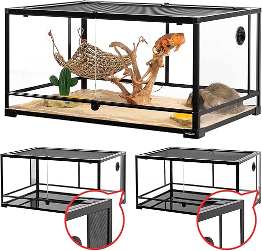 REPTI ZOO Newly 67 Gallon Reptile Glass Terrarium, 2 in 1 Use 36" x 24" x 18" Knock-Down Reptile Habitat...