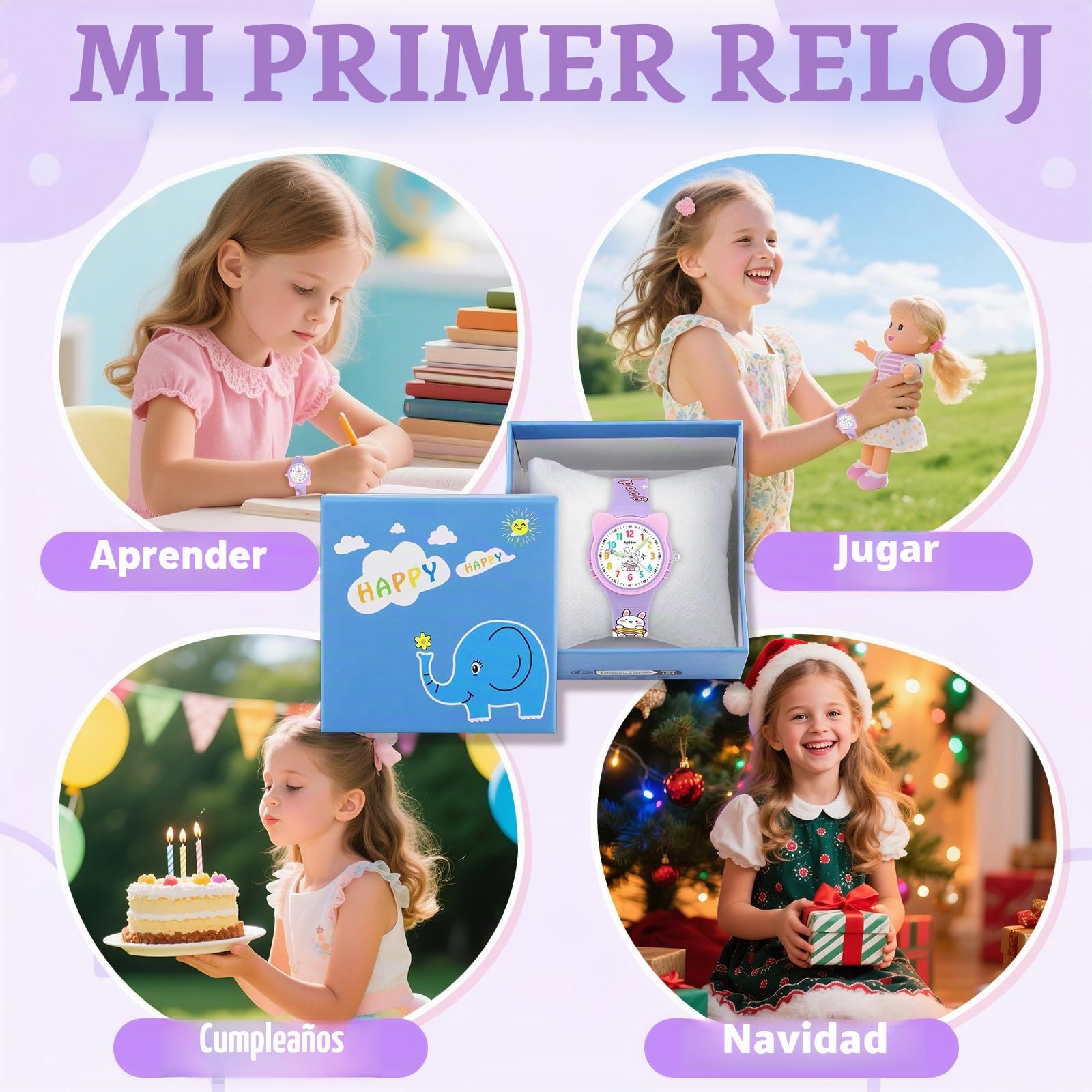 Reloj Niño,Analógico Educativo Infantil para Aprender la Hora,Resistente al Agua 3ATM,Correa de Silicona Suave,Fácil de Leer, Niños Niñas 4-12 Años