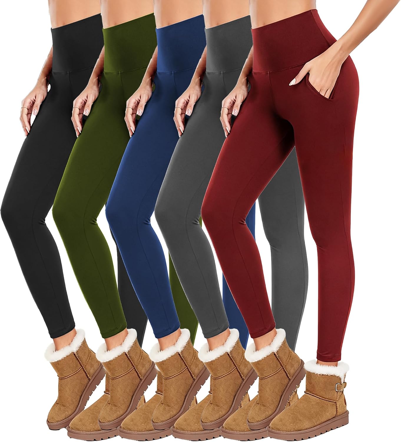 Dimore High Waisted Fleece Lined Leggings Women with Pockets - Soft Stretchy Warm Winter Everyday Leggings for Yoga,Workout