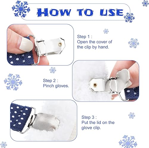 Miniatura 3 de SATINIOR 8 clips de guantes para niños, clips de vestir para sombrero, guantes ajustables, clip de tirantes elástico, clip para guantes pequeños, 3