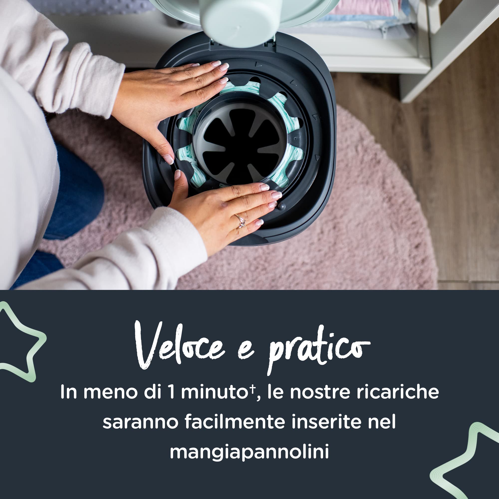 Tommee Tippee Ricariche per Mangiapannolini Avanzato Twist And Click, Con Pellicola Antibatterica Greenfilm Prodotta In Modo Biologico, 6 pezzi