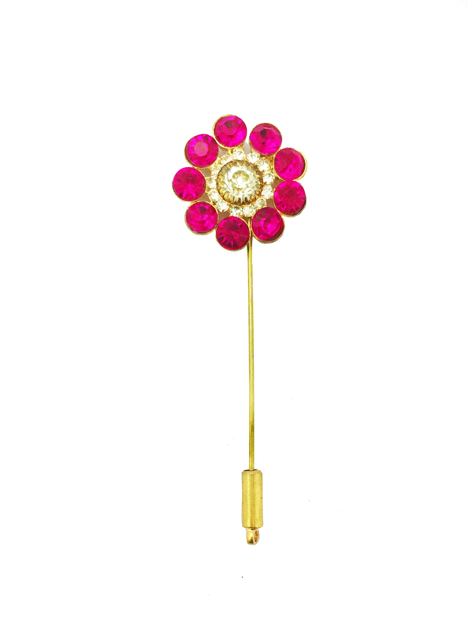 accessher Gold Plated Flower Shaped Lapel Pins/Brooches for Men s Brooch for Men and Women (White)-picture-2