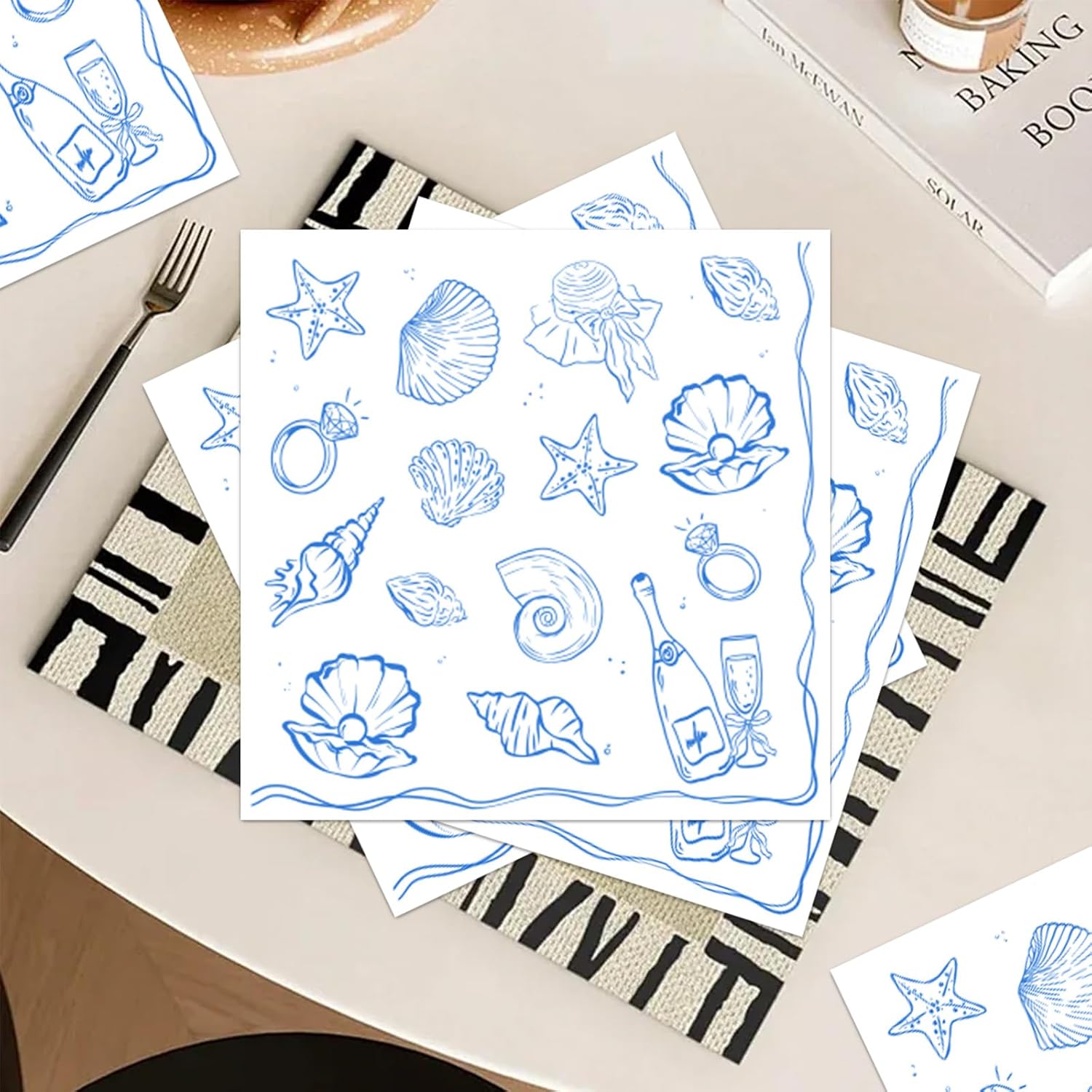 Last Toast on the Coast Bachelorette Decorations - 50 Pcs Beach Ocean Theme Party Napkins Decorations, Blue Seashell Coastal Party Decor for Summer Bridal Shower Wedding Engagement