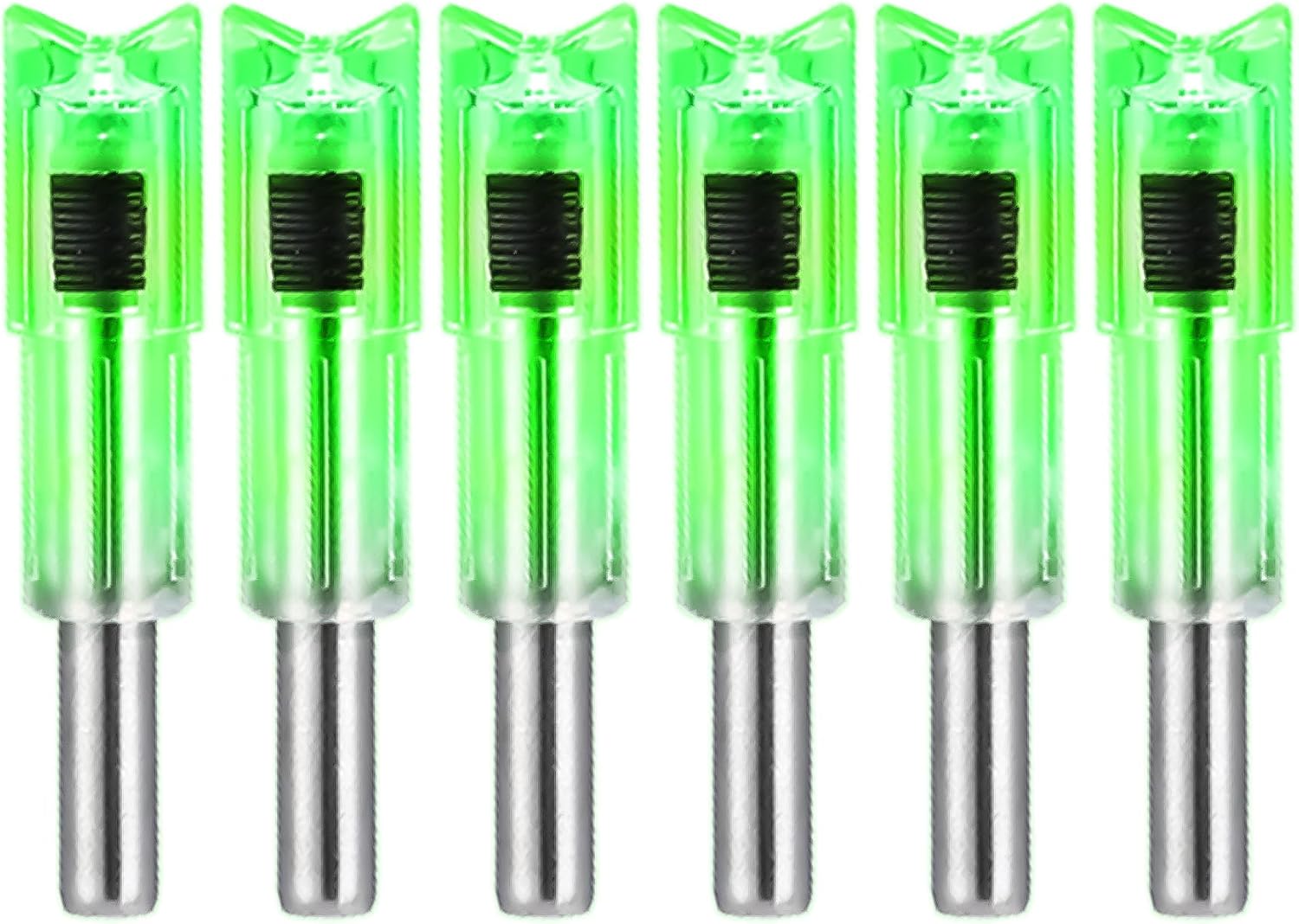 DEEPOWER Lighted Nocks for Crossbow Bolts 6-Pack Arrow Nocks for .300"/7.62mm Inside Diameter with ON/Off Switch Archery Nocks for Archery Hunting