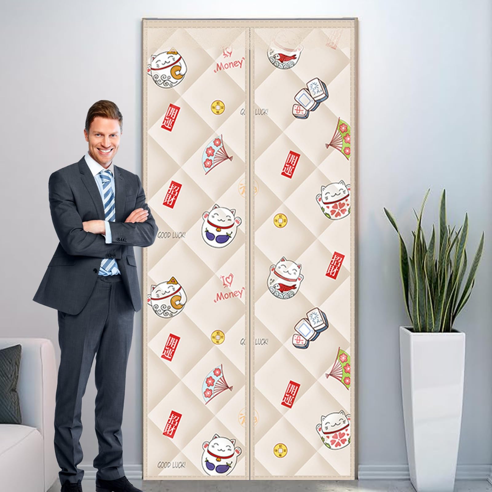 Rideau magnétique thermique 60x185 cm pour isolation porte