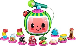eKids Cocomelon Toy Karaoke Machine for Kids with Microphone and Musical Activators, Includes Night Light with Sleep Sounds and Lullabies for Toddlers