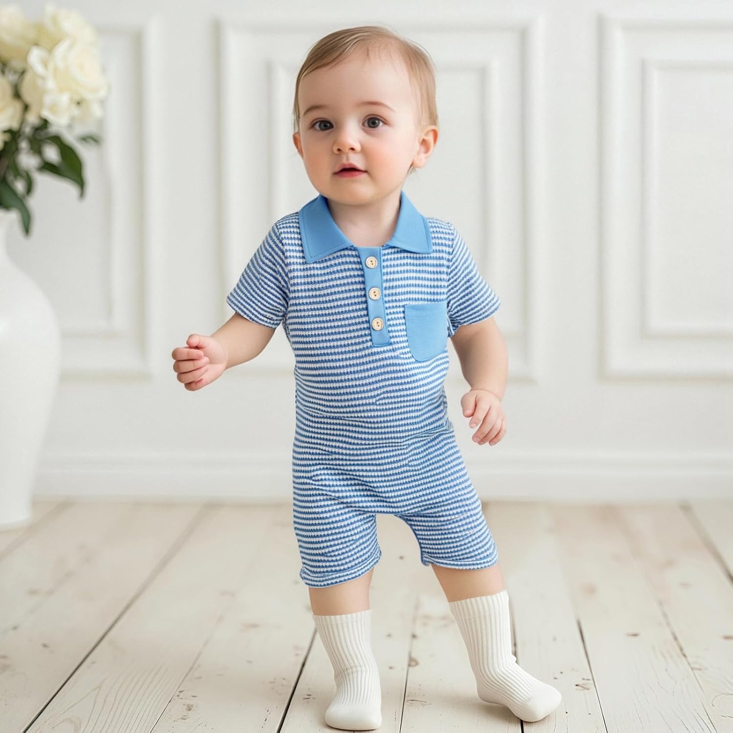 Infant Baby Boys Summer Wallfe Romper Striped Jumpsuit Toddler Newborn Boy Bodysuit Playsuit 6 12 18 24 Months - Image 3