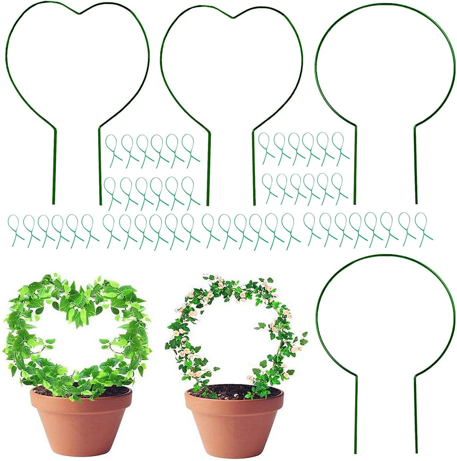 4 Pieces Garden Trellis for Climbing Plants, 16inch Rust Iron Free Vine Plant Metal Support Wire Decorative for Potted Plants Holder Rack for Flower