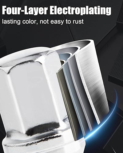Vista 104 de GAsupply Tuercas de llanta de estilo de fábrica OEM de 14 x 2, 24 piezas de una sola pieza cromadas grandes tuercas de asiento de bellota de 2