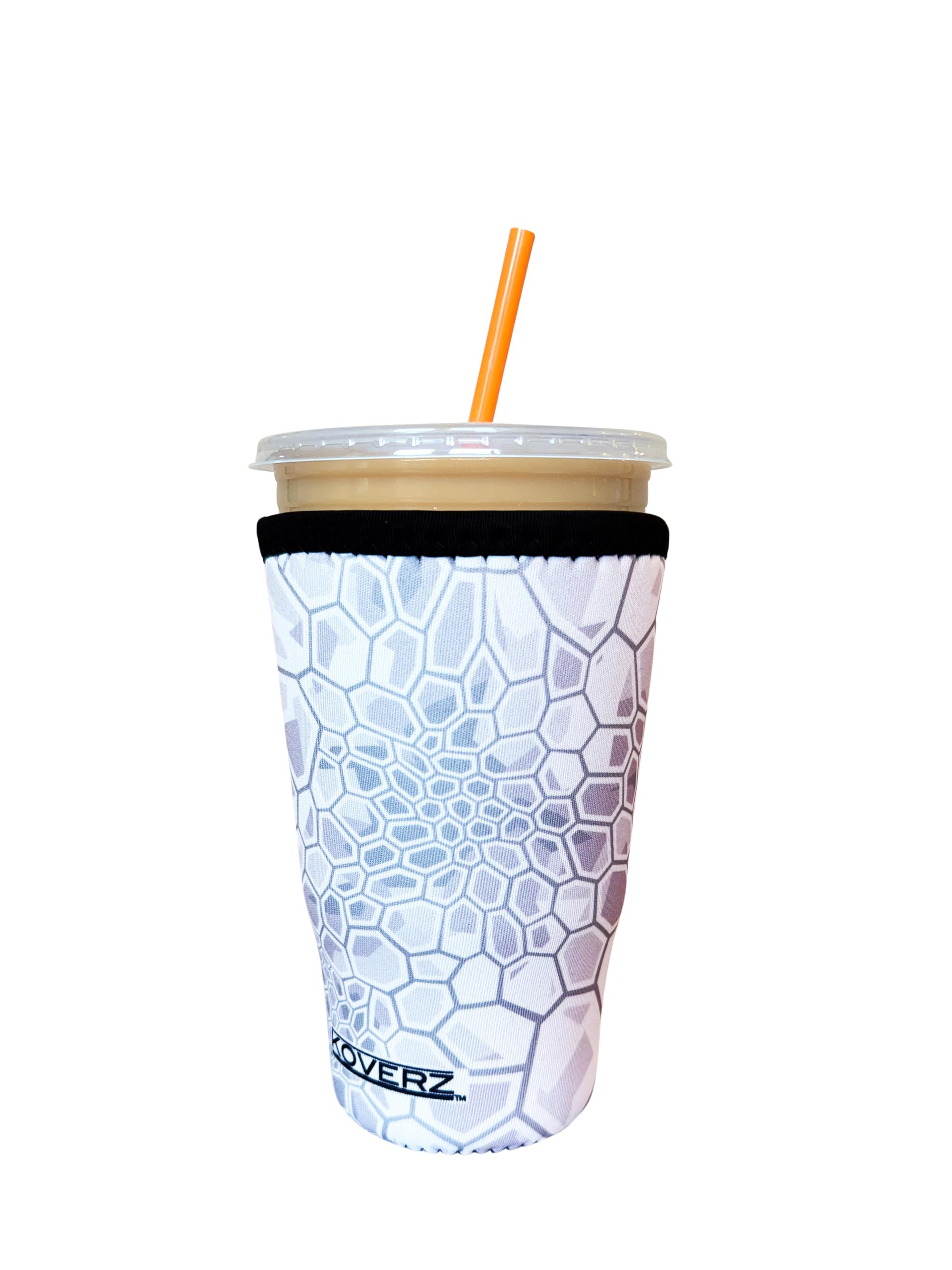 Iced Coffee Sleeve, Insulated Neoprene Cup Sleeve, Fits a 32 Oz. Coffee Cup, Washable and Reusable, Iced Coffee Accessories, Large Camo White