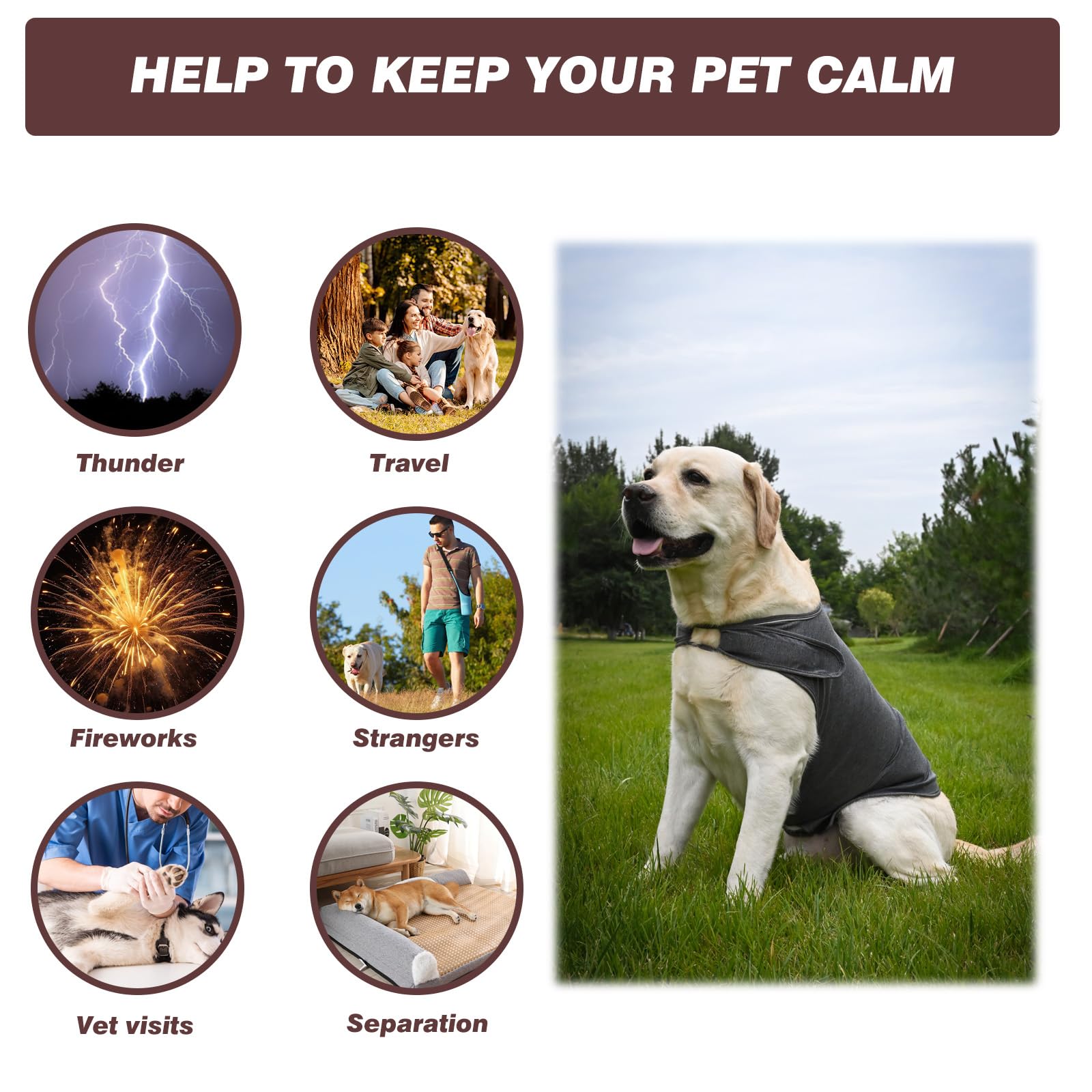 Ansiety - Cappotto per cani, leggero, avvolgente e traspirante, calmante, giacca per l'ansia del cane, utilizzata per mantenere il comfort per cani che hanno paura di fuochi d'artificio o