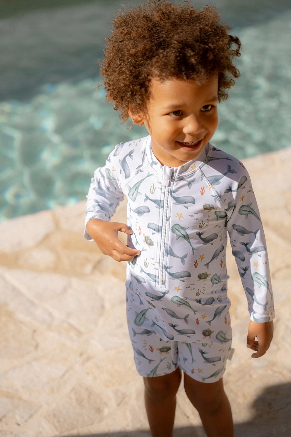 Little Dutch Schwimmanzug Badeanzug Langarm Kind Junge hellblau (Gr. 98/104) - Ocean Sea