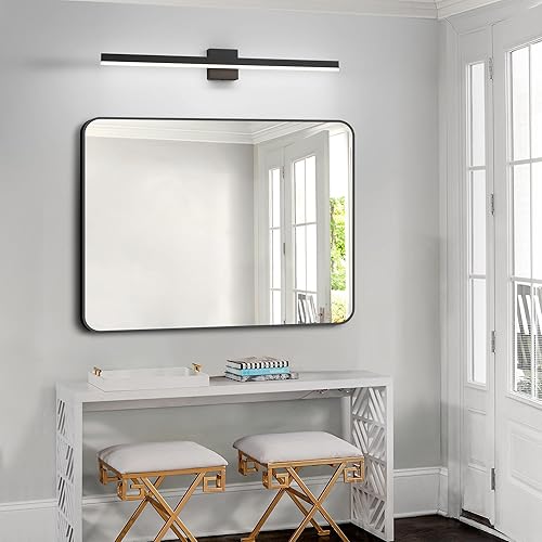 Miniatura 7 de Lámpara de tocador de baño negra de 39.4 pulgadas, 24 W regulable 5CCT LED moderna lámpara de baño sobre espejo - Certificado ETL