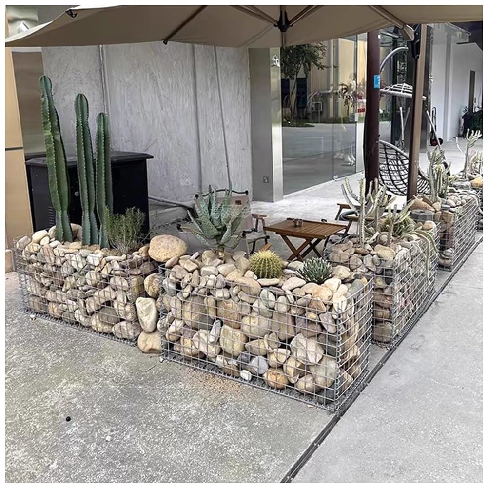 Panel de pared de gaviones de acero galvanizado, valla de alambre de malla duradera para jardín, patio y decoración de camas elevadas