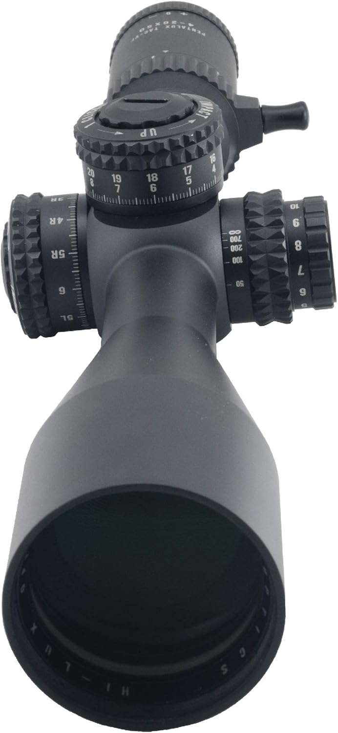 Hi Lux Optics TAC VF420X50 R PentaLux TAC VF 4 20 x 50 30mm Tube First Focal Plane Rifle Scope with Red Illuminated CW1 FFP Reticle, Black Image