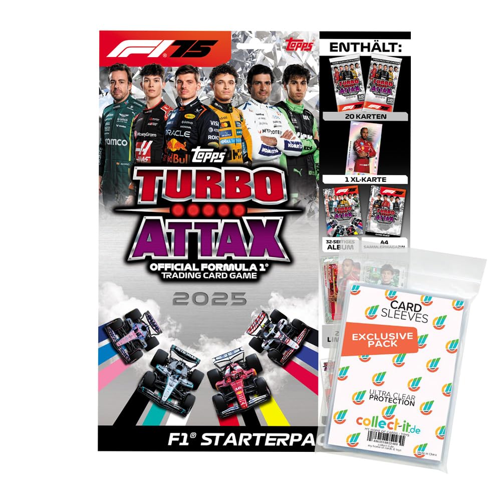 Confezione Topps - Turbo Attax Formula 1 2025 - Carte commerciali - 1 Starter + Custodie esclusive Collect-it
