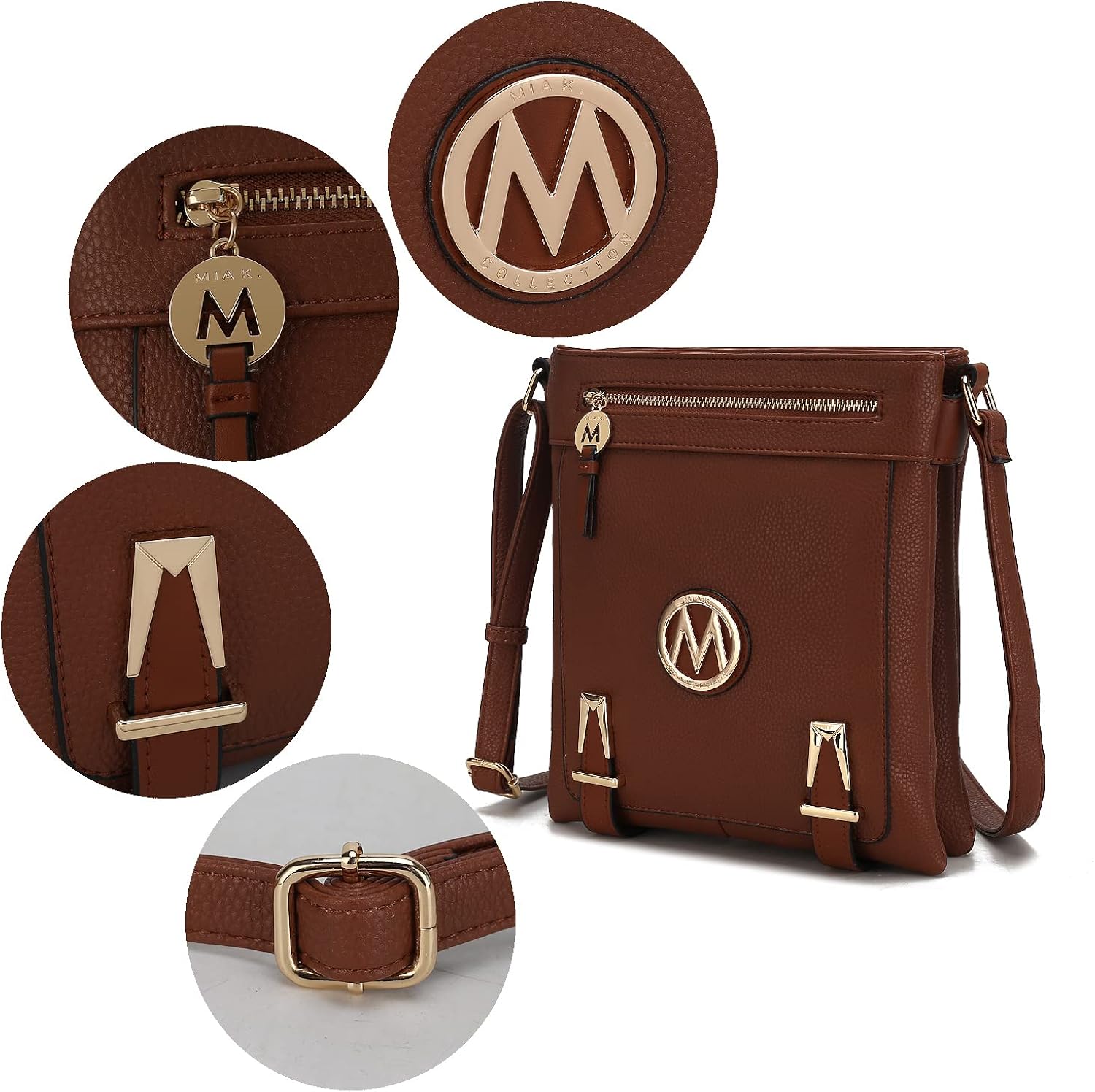Miniatura 6 de MKF - Bolsos cruzados para mujer, correa de hombro ajustable, bolso de piel sintética, bolso cruzado lateral