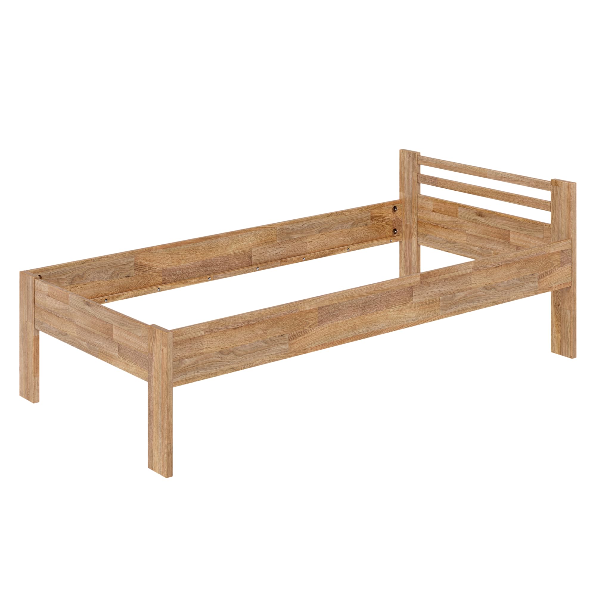 skølm Fenrir Massivholzbett 90x200 cm – Einzelbett aus massiver Eiche – Holzbett Natur geölt - Bettgestell 51cm hoch – Bettrahmen stabil aus Holz mit Bettkopfteil - Seniorenbett mit erhöhtem Einstieg