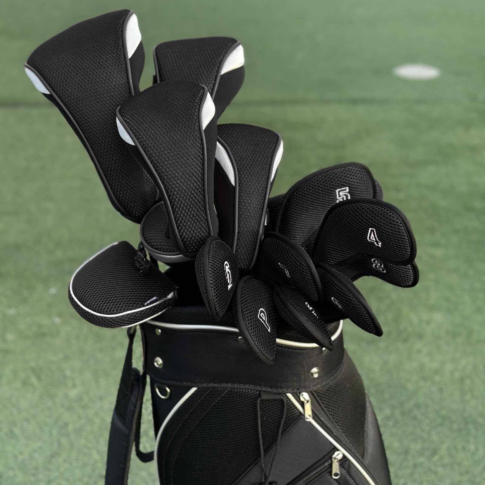 Andux Golf Hybride Club Couvre-tête du Interchangeable NO. étiqueter 4 pièces Noir/Orange/Vert/Gris
