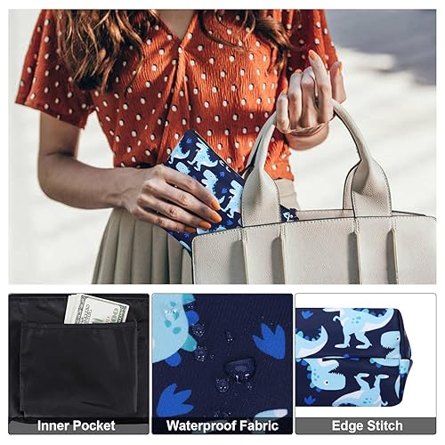 Miniatura 7 de Bolsa de cosméticos de viaje Estuche de maquillaje anti-agua Pequeña bolsa de regalo para mujeres, dinosaurio