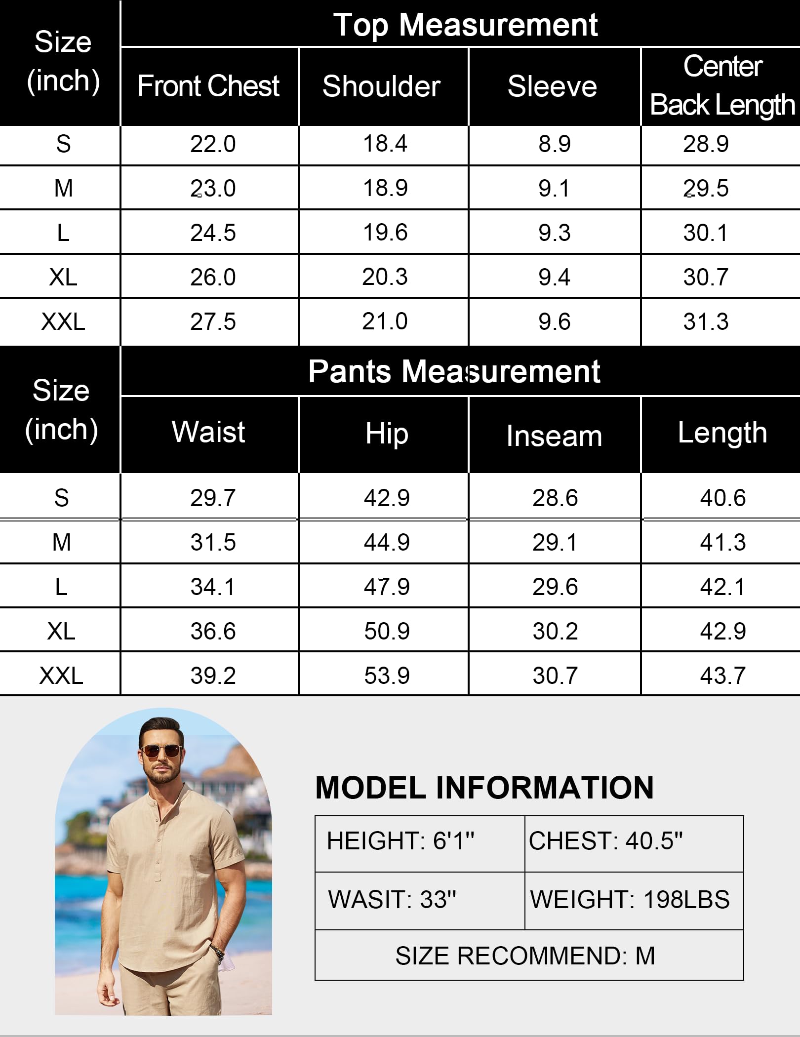 COOFANDY Set da 2 pezzi da uomo in cotone e lino, a maniche corte, casual, con camicia Henley, pantaloni estivi da spiaggia e per le vacanze