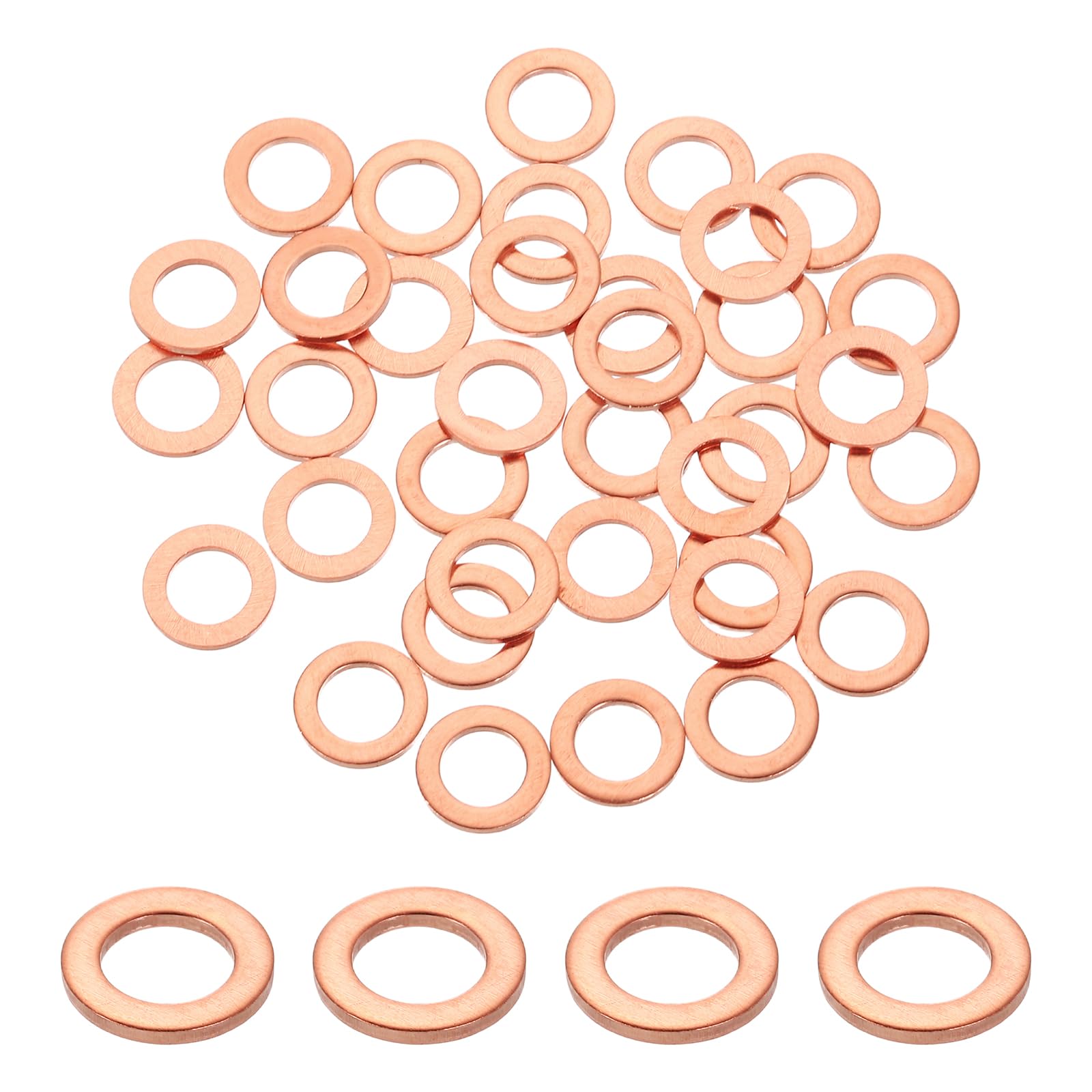sourcing map 75Pcs M6 Flat Washer Copper Washer Sealing Rings, 6mm ID 10mm OD 1mm Thickness Copper Crush Washers Metric Sealing Gasket for Plumbing Machinery Automotive