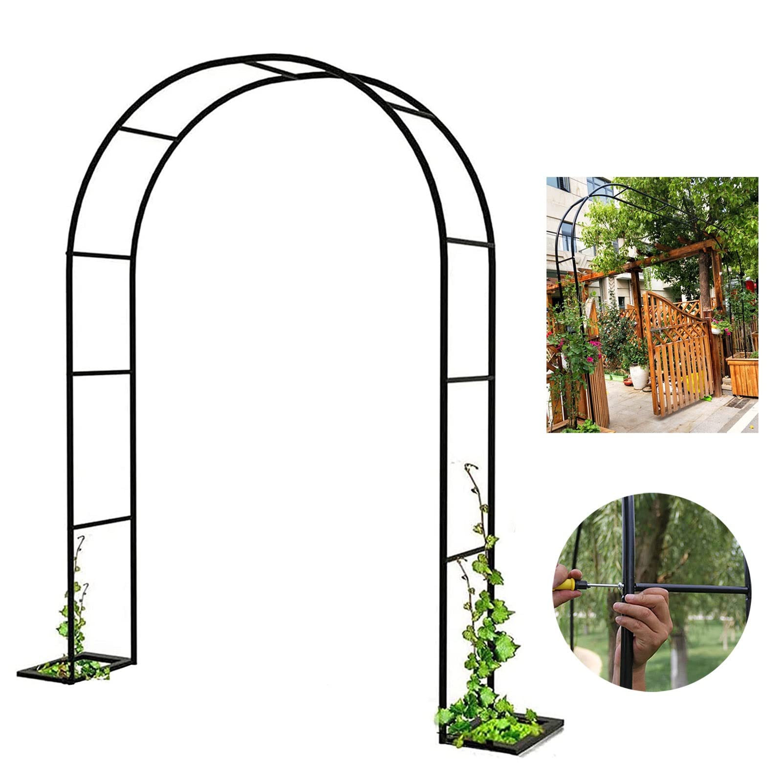 Metall-Gartenbogen für Kletterpflanzen – Rosenspalier für den Außenbereich, 180 x 220 x 25 cm, ideal für Reben und Rosen, langlebige Gartendekoration, perfekt für den Außenbereich