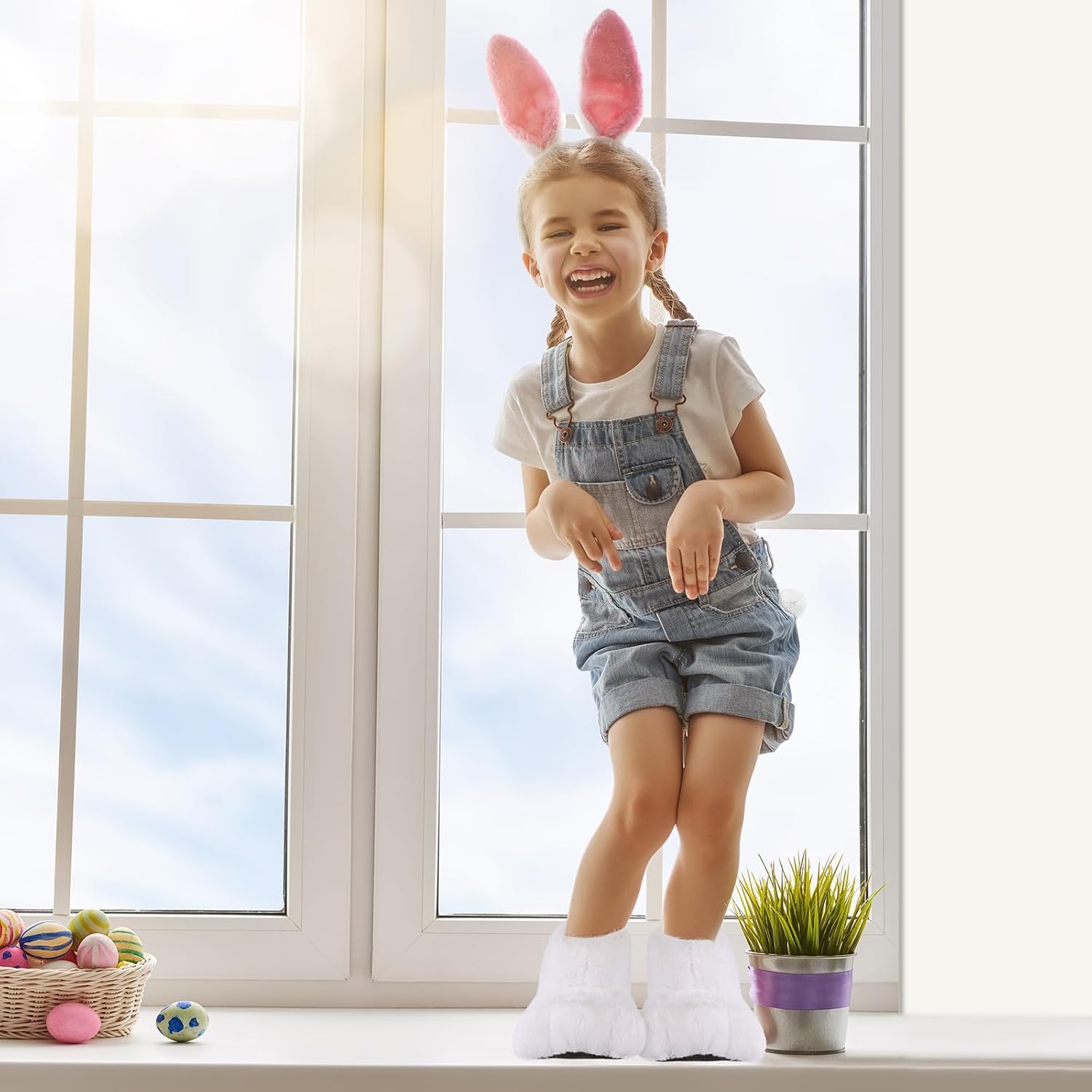 Leitee Easter Adult Bunny Shoes and Tail, Rabbit Feet Slippers for Women Man Bunny Costume Cosplay Accessories - Image 5