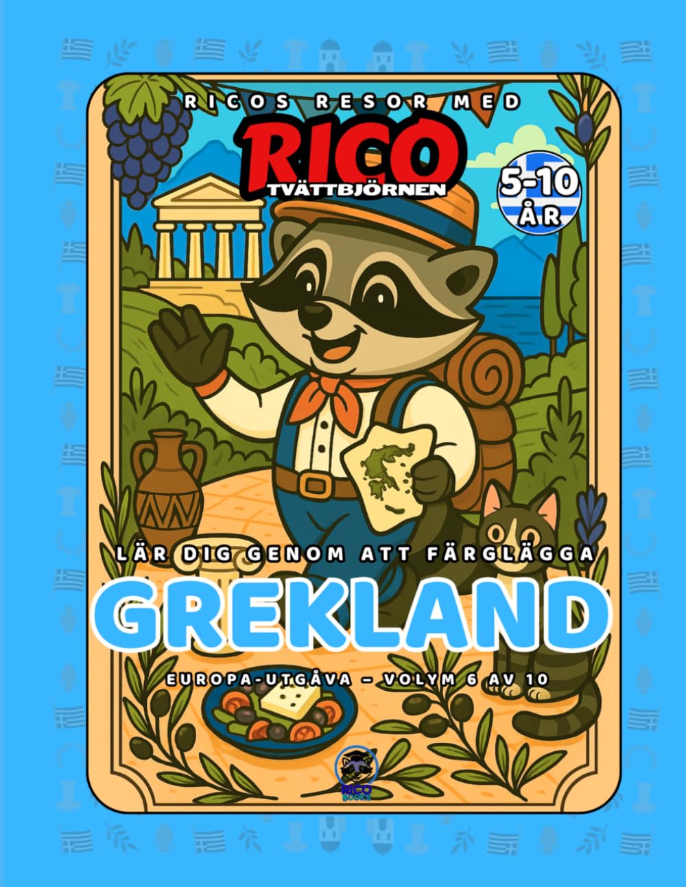 Grekland – Målarbok för barn (5–10 år) | Ricos Resor – Europa Vol. 6
