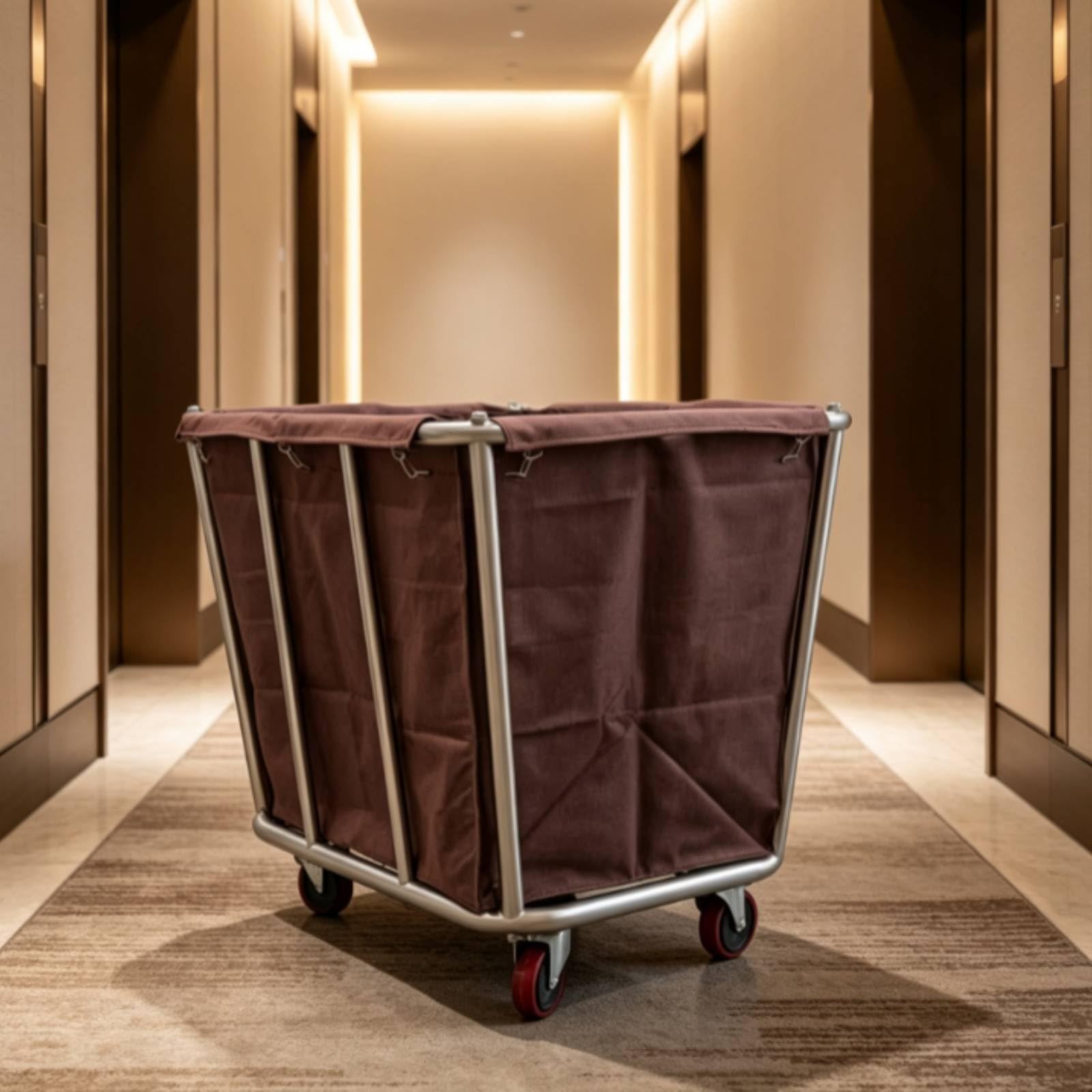 Carrello Portabiancheria in Acciaio Resistente Cesto Portabiancheria con Ruote Facile da Pulire per Lavanderia