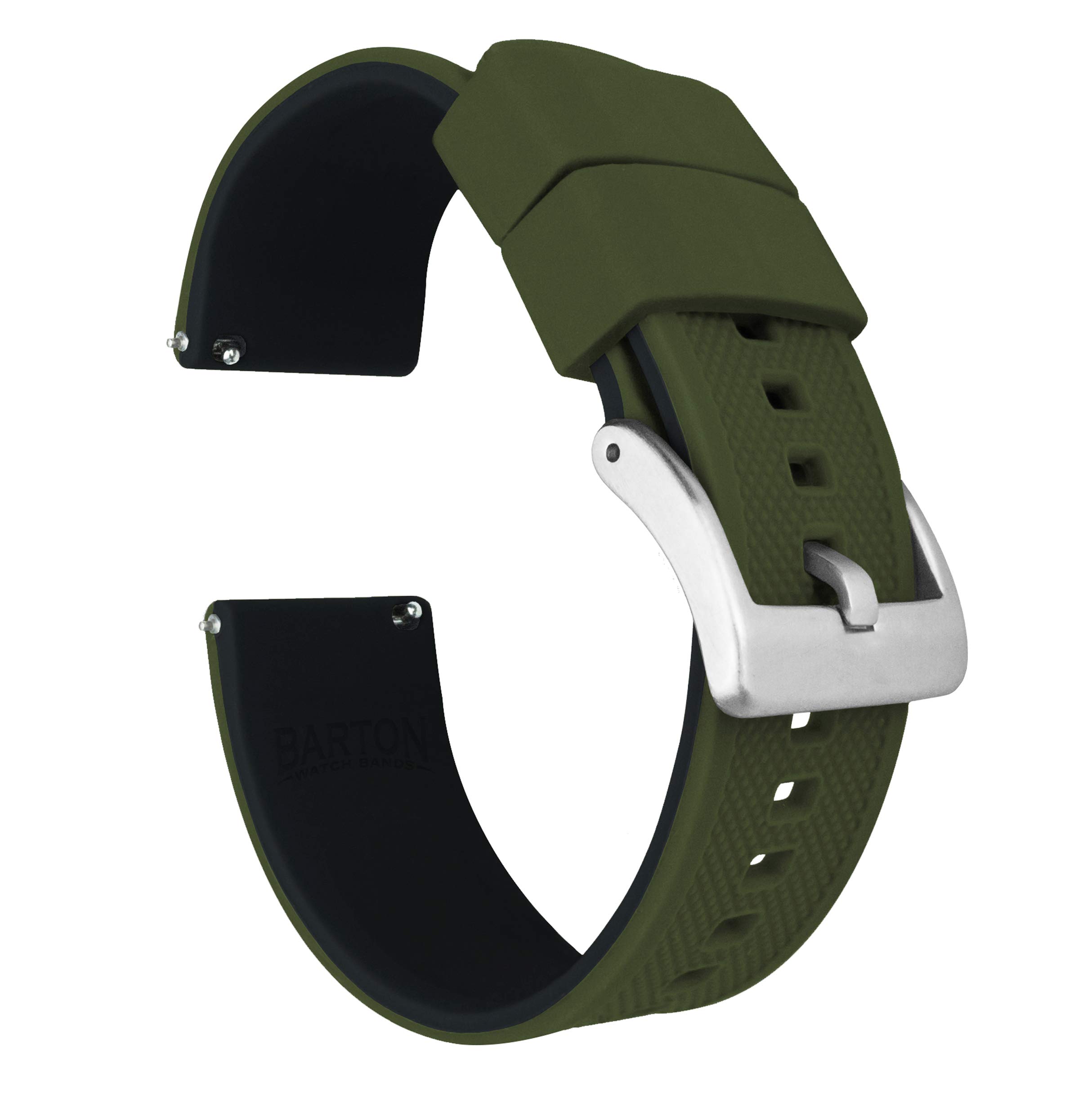 BARTON Elite Silicone Watch Bands - Quick Release - Choose Strap Color &amp; Buckle Color (Stainless Steel, Black PVD or Gunmetal Grey) - 18mm, 20mm, 22mm &amp; 24mm Watch Straps
