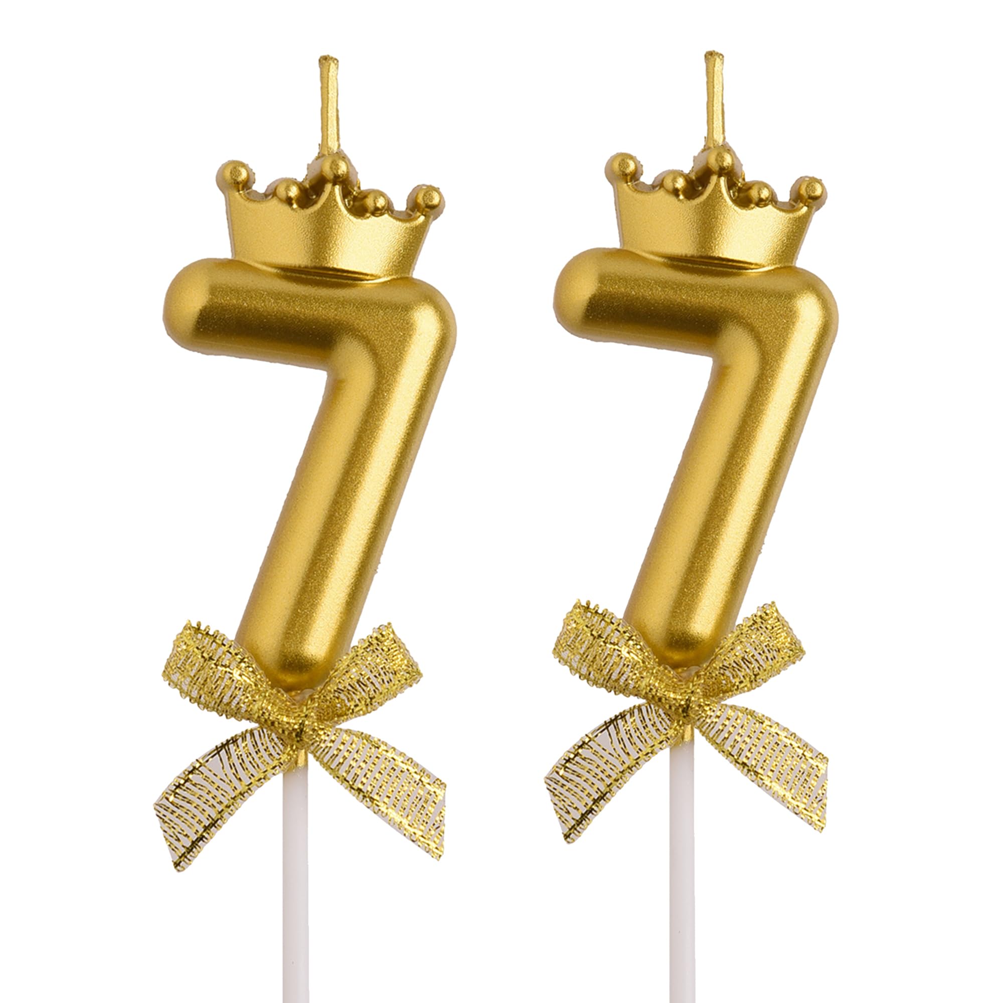 AOOLADA 77th Birthday Candles, Gold 77 Year Old Number Birthday Candles, Happy Birthday Cake Topper Gifts Party Decorations for Men Women