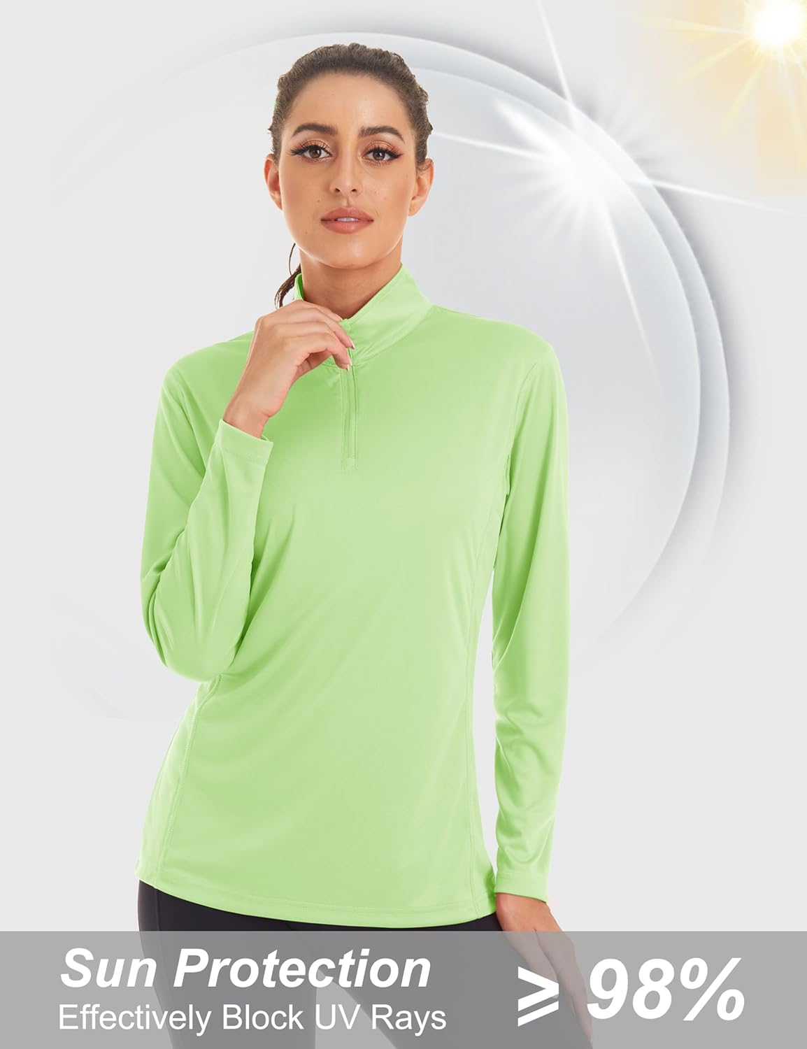 MAGCOMSEN Women's Shirts Long Sleeve 1/4 Zip UPF50+ UV Sun Protection Quick Dry Workout Hiking Athletic Shirts Rash Guard - Image 3