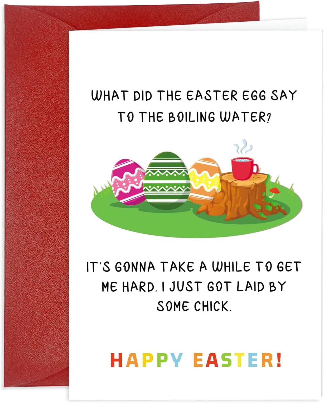 Happy Easter Card for Him Her Funny Easter Cards with Envelope for Adults Naughty Cards for Wife Husband Girlfriend Boyfriend Colorful Bunny Eggs Joke Card Gift for Men Women