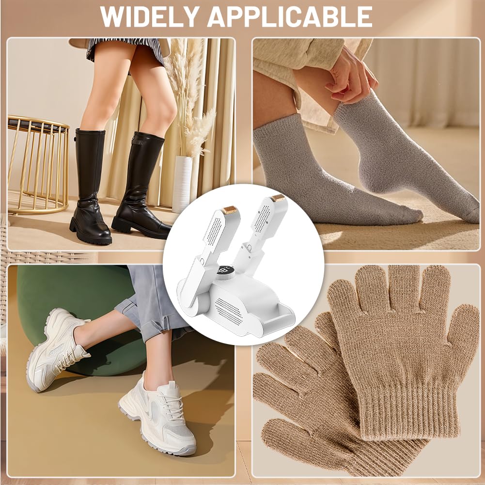 flintronic Secador de Zapatos Eléctrico Secador, Antibacteriano Calentador Eléctrico Temporizador, Plegable para Guantes, Zapatos, Fútbol, Calcetines