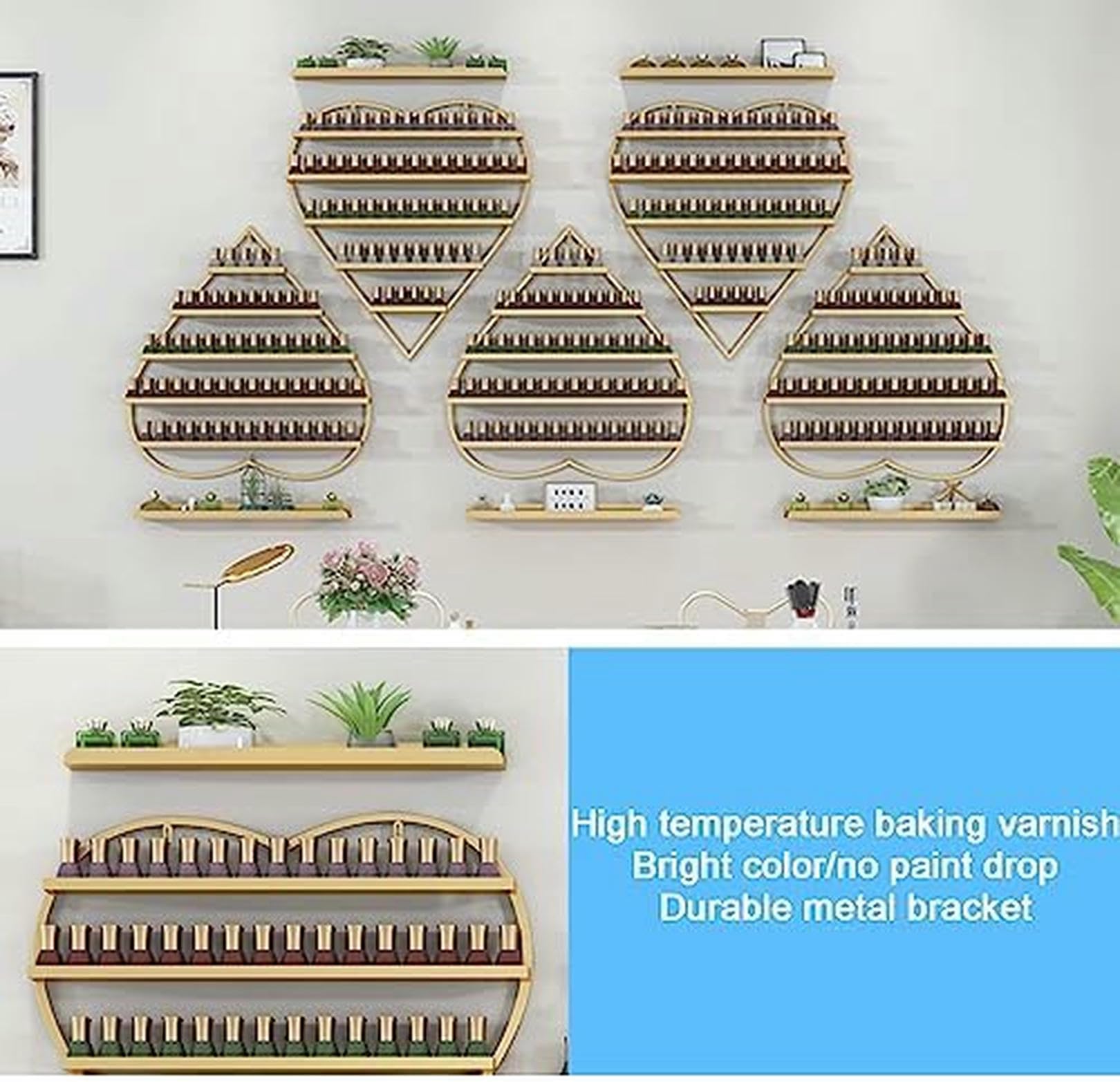 Espositore per smalti, Porta smalti in Metallo da Parete, espositore per smalti a Forma di Cuore, Ideale per saloni di Bellezza Domestici.