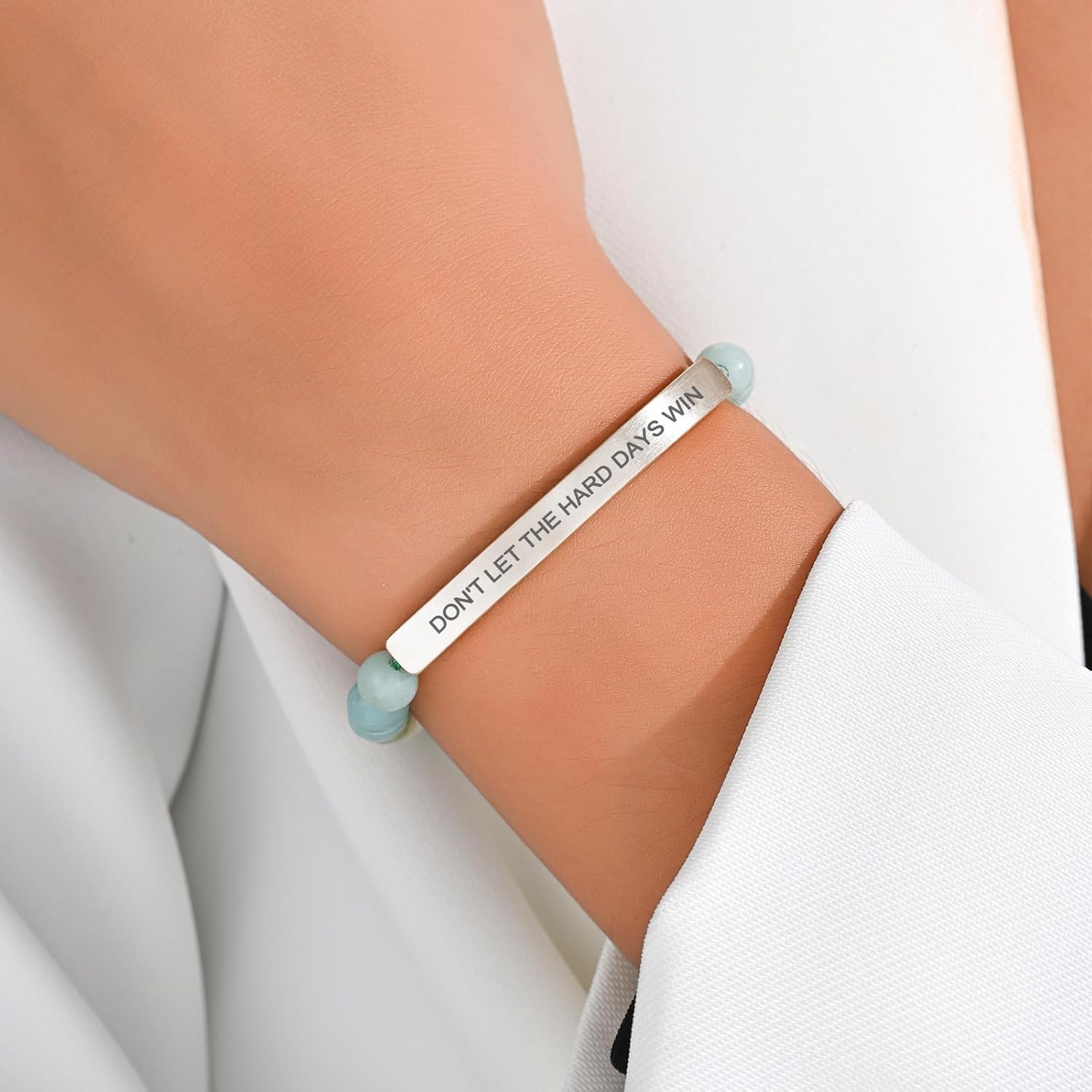 Inspirational Christian Bracelet for Women, 18K Gold Plated Bible Verse Jewelry with Amazonite Beads, Religious Faith Gift for Mom, Daughter, Sister, Friend - Image 5