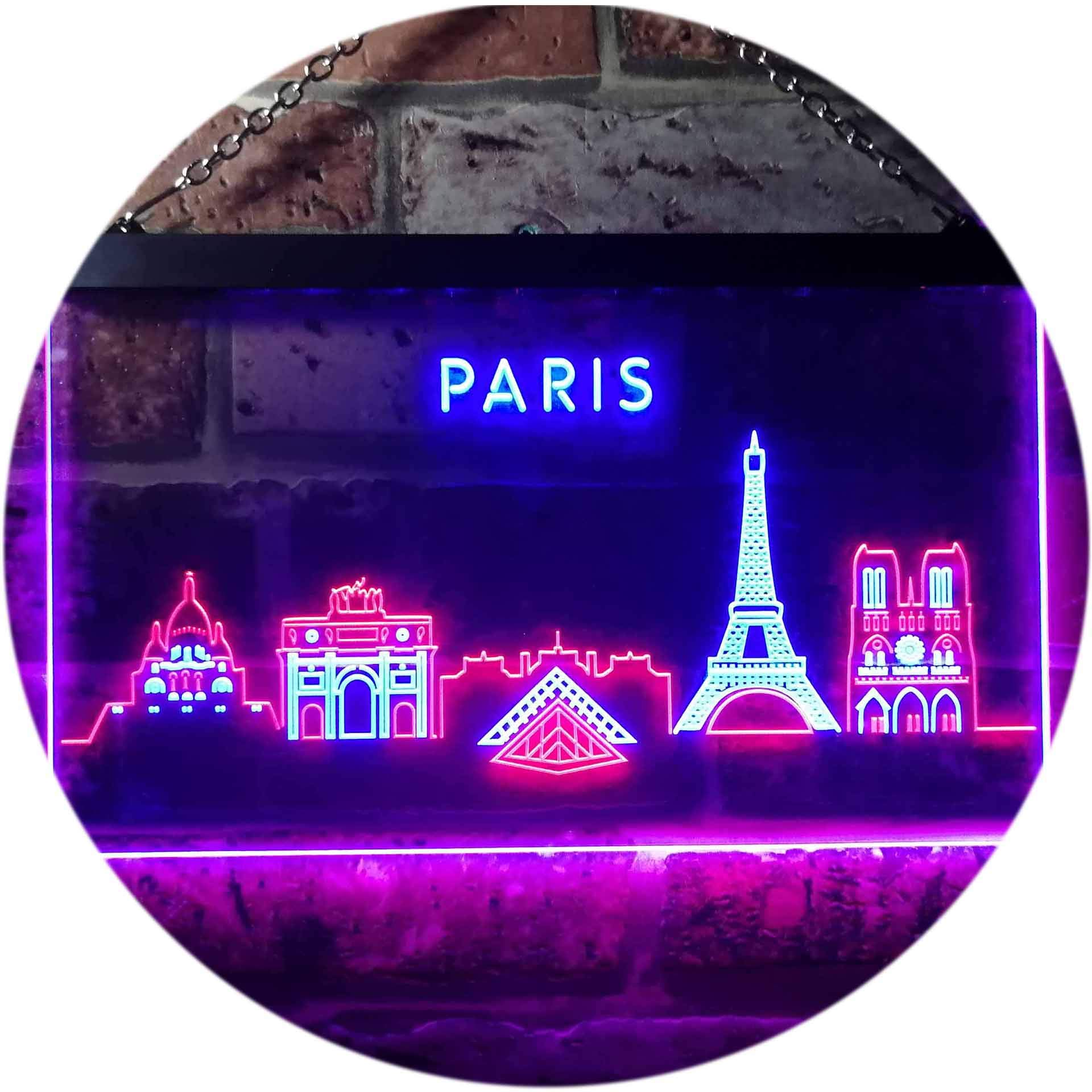 ADVPRO Paris City Skyline Silhouette Dual Color LED Neon Sign Red & Blue 600 x 400mm st6s64-i3276-rb โ image 1